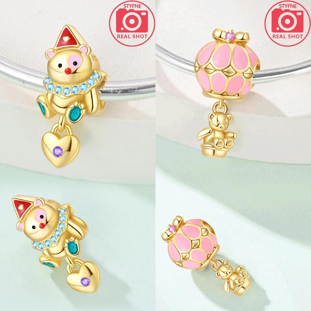 Copper Metal Charm Bead Components Pink Gold Bear High Quality Fine Jewelry Craft Making Rose Heart Bead Components Designed For Bracelets Pendant