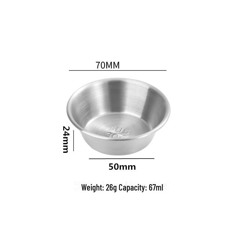 Petite assiette ronde en acier inoxydable 304 pour assaisonnement, steak, salade ou sauce.