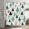 Vibrant Christmas Tree Pattern Shower Curtain Waterproof Decorative Bath Mat for Bathroom Multiple Sizes Available