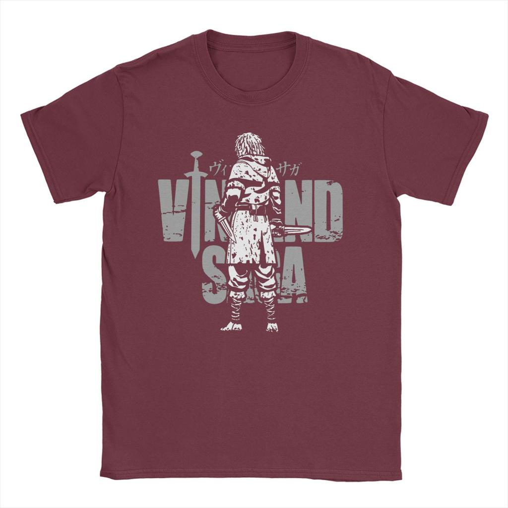 Men T-Shirt Japanese Thorfinn Karlsefni Vintage Cotton Tees Short Sleeve Vinland Saga T Shirts Round Collar Clothes Graphic