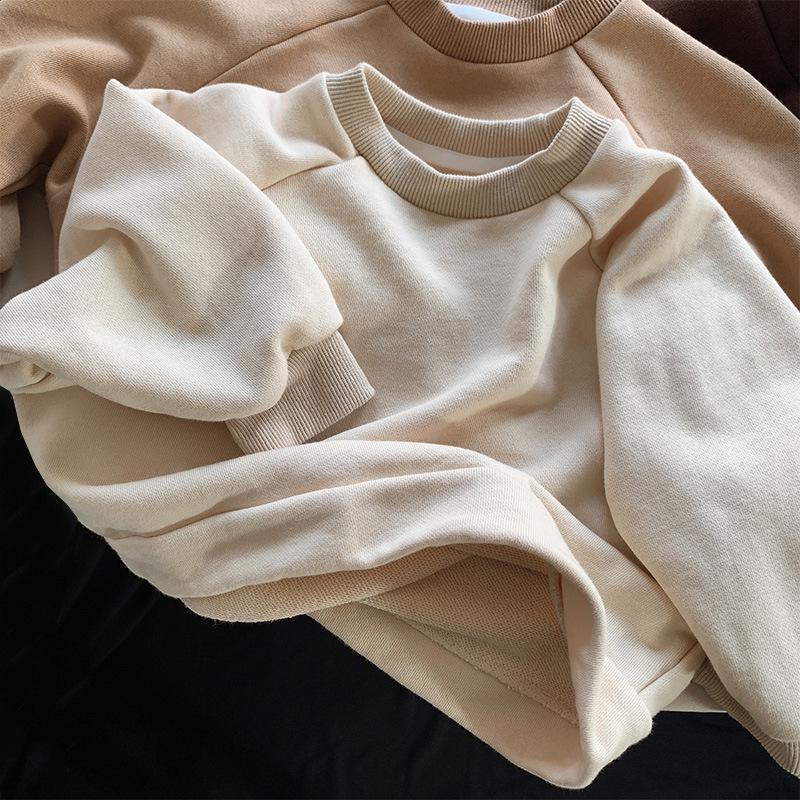 

Детские толстовки в корейском стиле на весну и осень 2025 года — модные пуловеры для мальчиков, девочек и малышей 90 cm бежевый