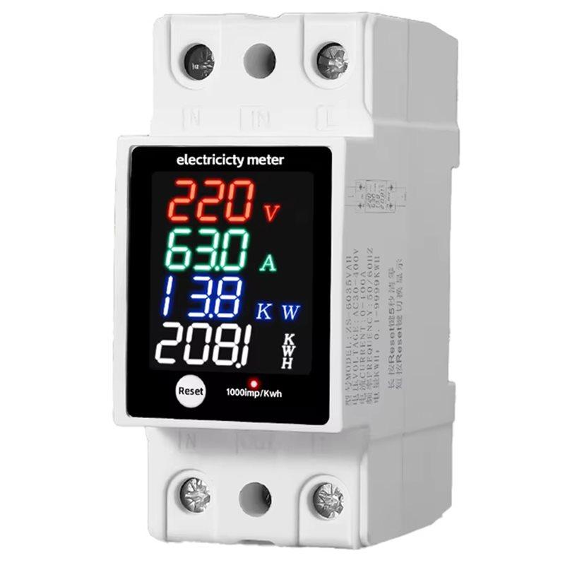 SHGO-ZS-6035VAKW Digital Energy Meter AC30-400V Electricity Usage Monitor Din Rail Voltmeter Ammeter Watt Kwh Frequency