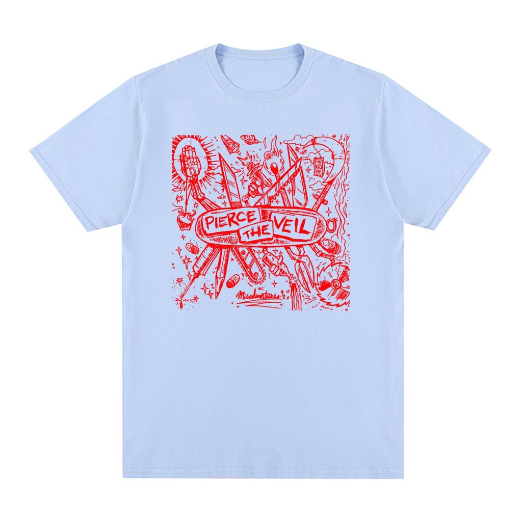 Camiseta Vintage Pierce The Veil Banda de Rock Hip Hop Streetwear Gráfica Algodón Camiseta para Hombre Nueva Camiseta Camiseta Tops para Mujer