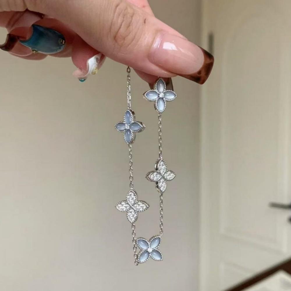 S925 silver shining eternal petals design adjustable bracelet suitable for women wedding holiday jewelry banquet gifts