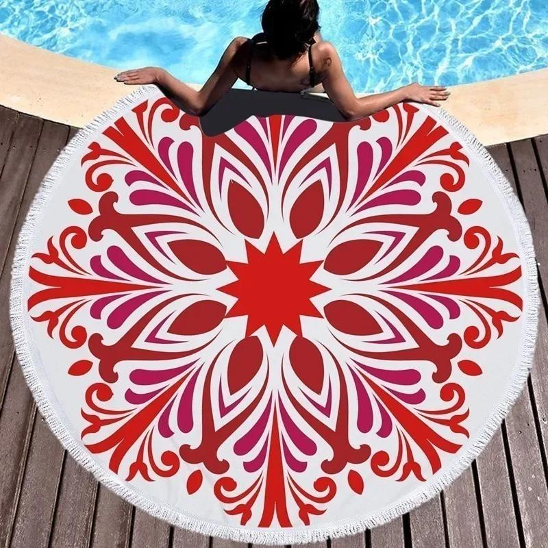 Beach Leisure Resort Creative Beach Towel Microfiber Round Swimming Towel Mandala Yoga Mat Adult Large Round Bath Towel