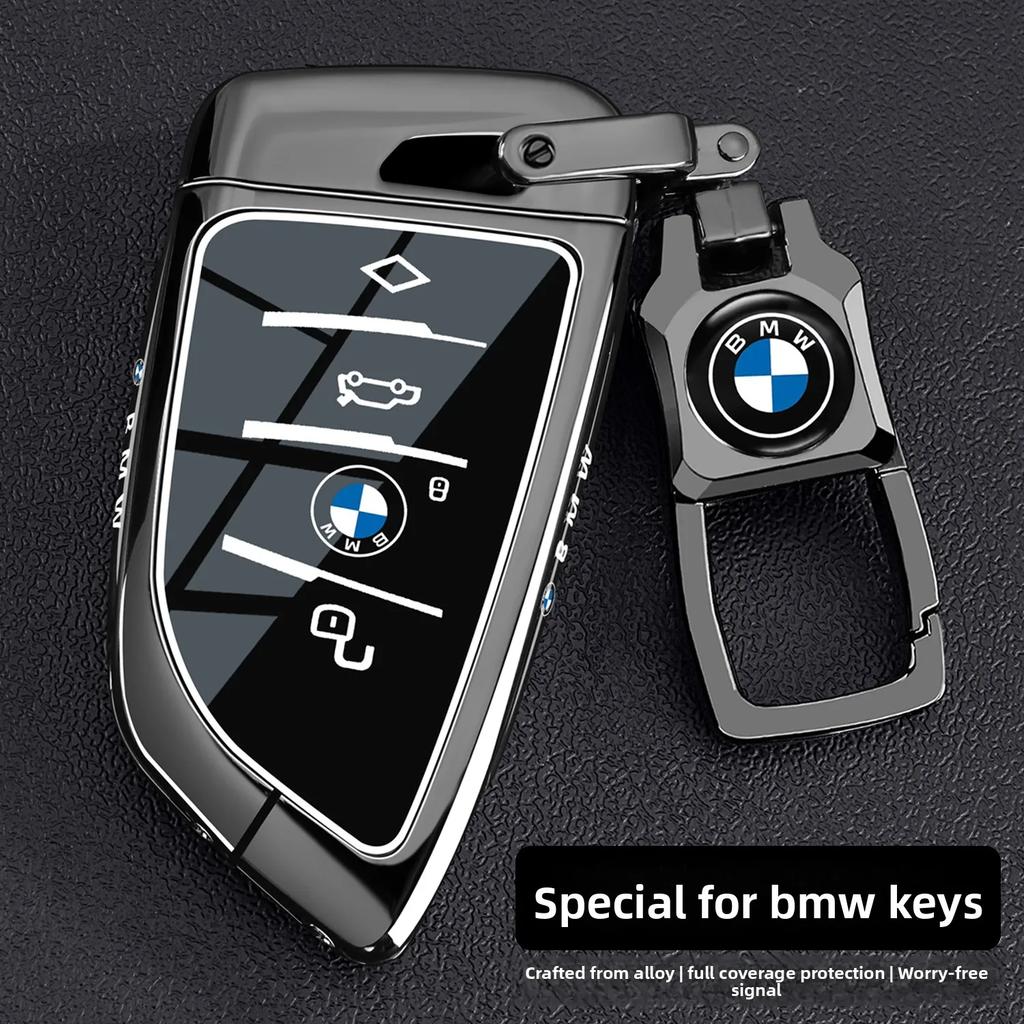 AJGX7 Aluminum Car Key Cover Case for BMW X1 X3 X5 X6 X7 1 3 5 6 7 Series G20 G30 G11 F15 F16 G01 G02 Protective Shell for Remote Key