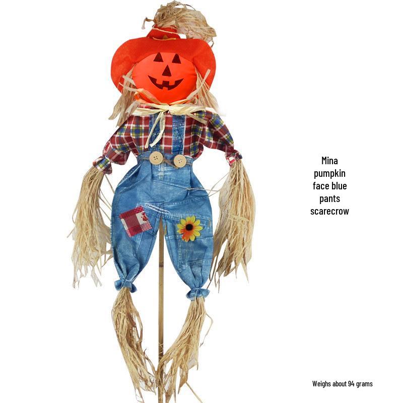 Cute Scarecrow Halloween Decorations: Small & Medium Pumpkin Lanterns for Bar, Party, Haunted House, and Pastoral Themes.