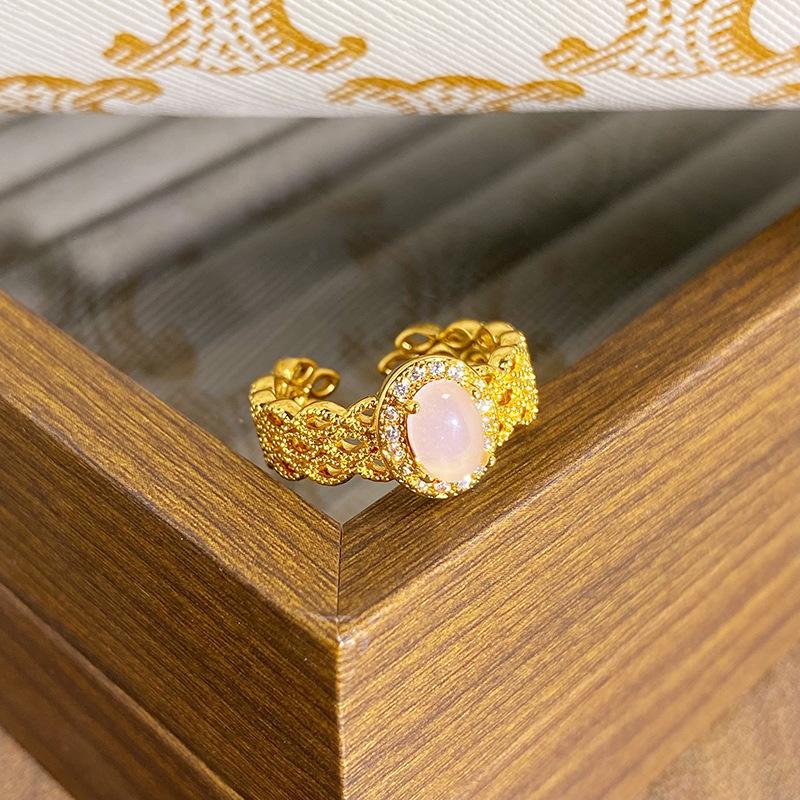 Medieval Personality Retro Fortune Imitation Opal Exquisite Opening Ring Fashion Niche Light Luxury High-End Ring Woman