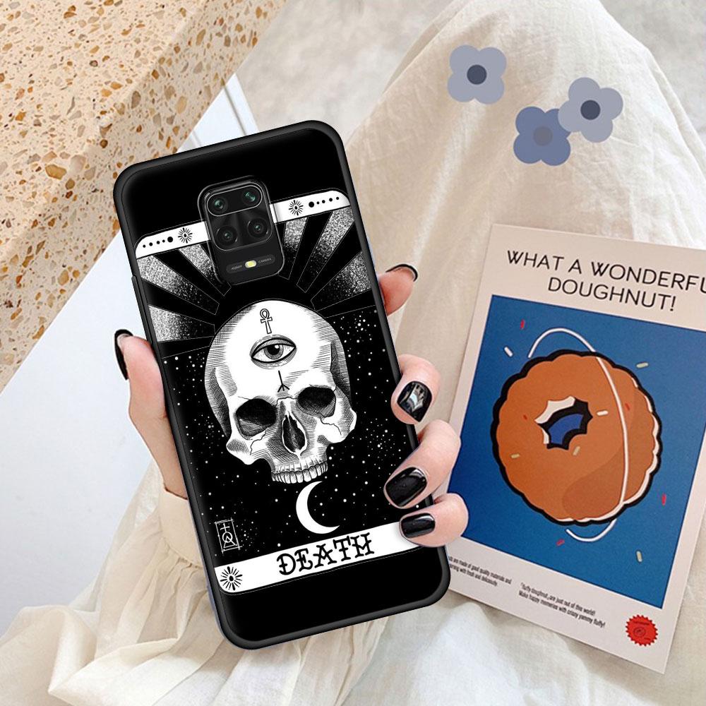 Fall für Xiaomi Redmi Hinweis 9S 9 8 Pro 7 8T 10 9C 9A 7A K40 Weiche Zurück luxus Design Telefon Abdeckung 8A 6A Coque Death Tarot Katze