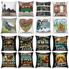 Decorative Cushion Covers Camping Bus Printed Pillow Home Sofa Throw
