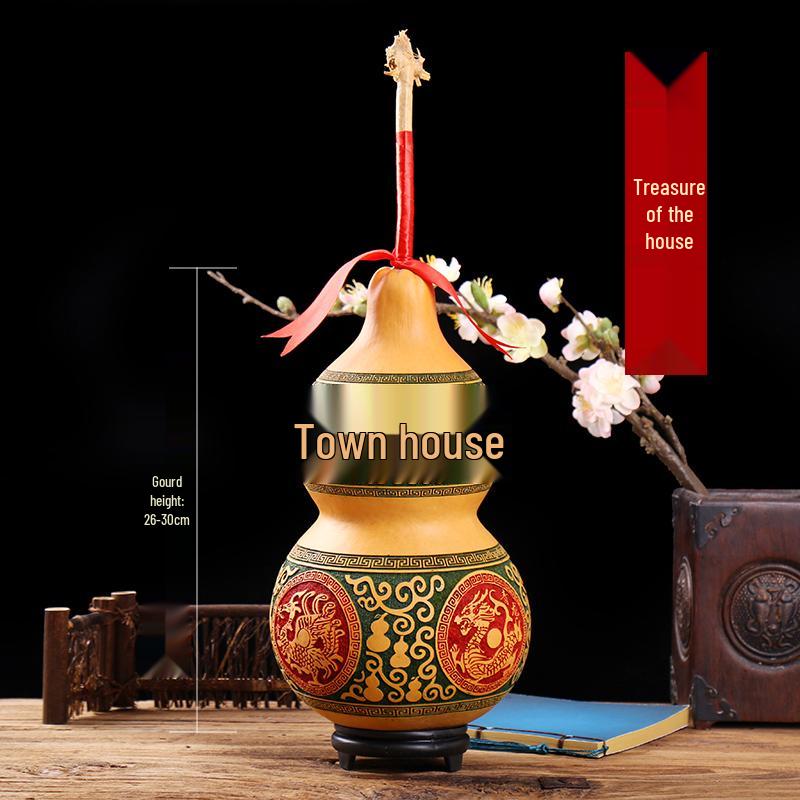 Chinese Knot Carved Gourd Pendant for Living Room Decoration or Gift