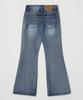 Pantalons en Jean Semi-Évasés Lavés Vintage à Boutons (Bleu)