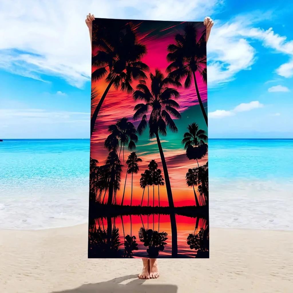 Tropical Flower Beach Towel 2D Flat Printed Peach Skin Bath Towel Soft Quick Dry For Summer Vacation Swimming Pool