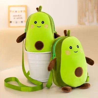 Cute Avocado Plush Toy Cartoon Soft Fruit Creative Shoulder Bag For Kids Girls Gift