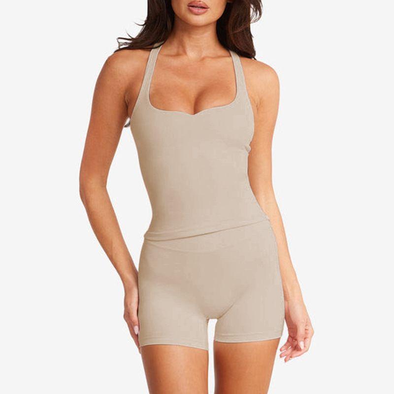 

European and American Push up Chest Emphasizing Yoga Clothes Top Women s Sports Vest Sexy I-Shaped Underwear with Chest Pad Fitness Bra U131 ivory white Tops M