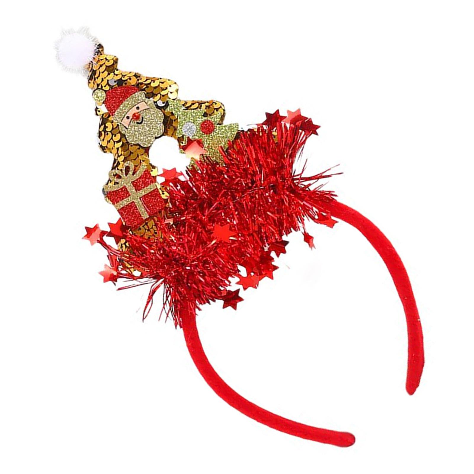 

Декоративный рождественский ободок для волос с пайетками, Новогодняя вечеринка, Рождественская елка, Повязка на голову, Фестивальные украшения, Головной убор для семейных посиделок золотой