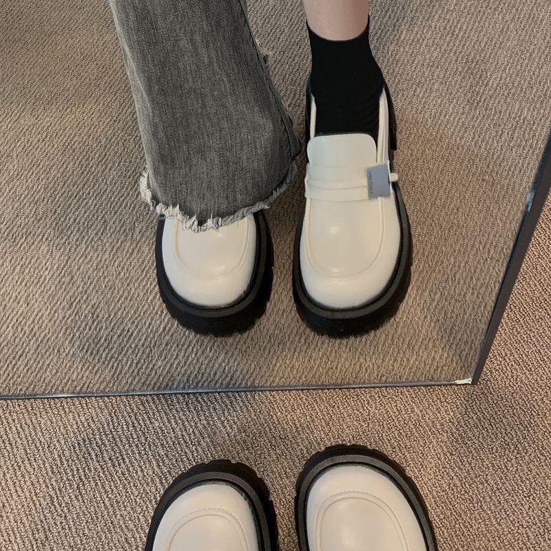Fashion Platform British Style Small Leather Shoes 2025 New Spring and Autumn One-pedal Single Shoes Versatile Loafers Mary Jane Shoes