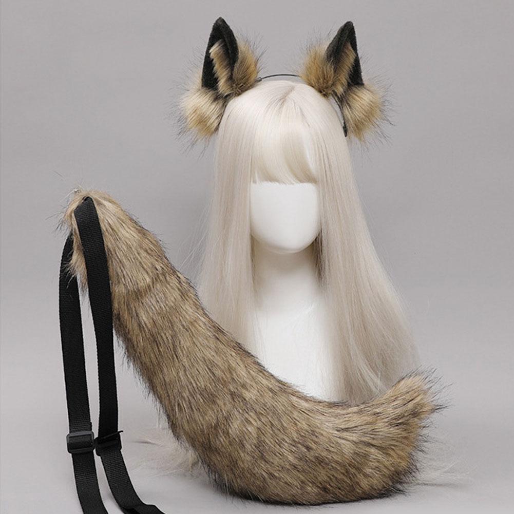 Handgemachtes Cosplay Tierohren-Haarband Roter Fuchs Wolfskönig Katze Bestienohr Kunstpelzschwanz Goldener Fuchs Anime Haar-Accessoires
