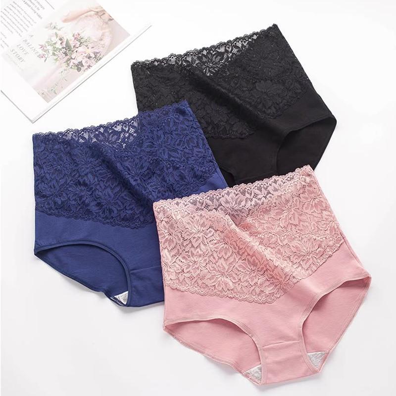 Underwear For Women Lace High Waist Briefs Tummy Control Butt Lift Sexy Large Size Cotton Panties
