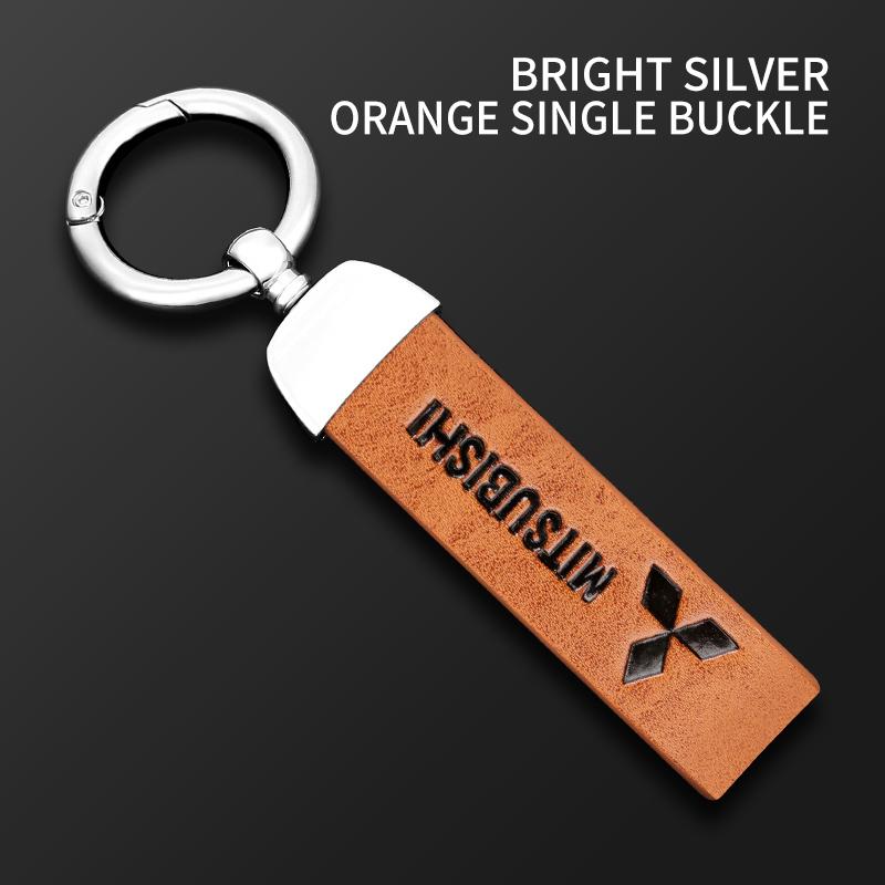 Car Vintage Leather Keychain Ring Zinc Alloy Chain Key For Mitsubishi Colt I200 Space Delica Triton Eclipse Outlander Pajero ASX HZ8