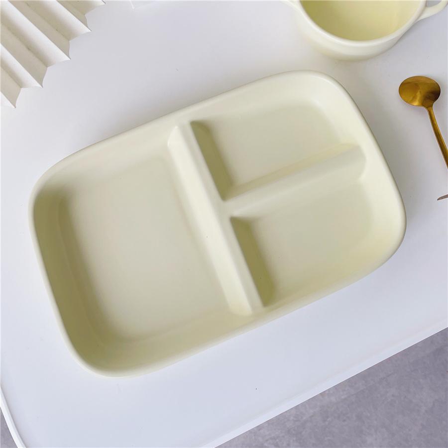 1PC Ceramic Rectangular Three Grid Plate, Innovative Dining Plate, Breakfast and Healthy Low-fat Dining Plate, Home Kitchen