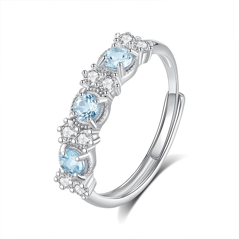 Shining Western Regions Colored Treasure Natural Crystal Stone Jewelry S925 Sterling Silver Niche Light Luxury Ring Women's Fashion Jewelry Gifts