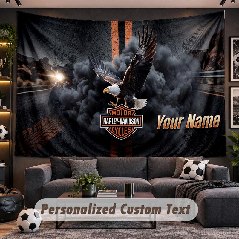 Arazzo da Parete Nome Personalizzato Modello Harley-Davidson Tessuto Stampato Personalizzato Decorazione Murale