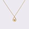 Gold-Plated Clavicle Necklace with Milky White Faux Shell Avocado Design