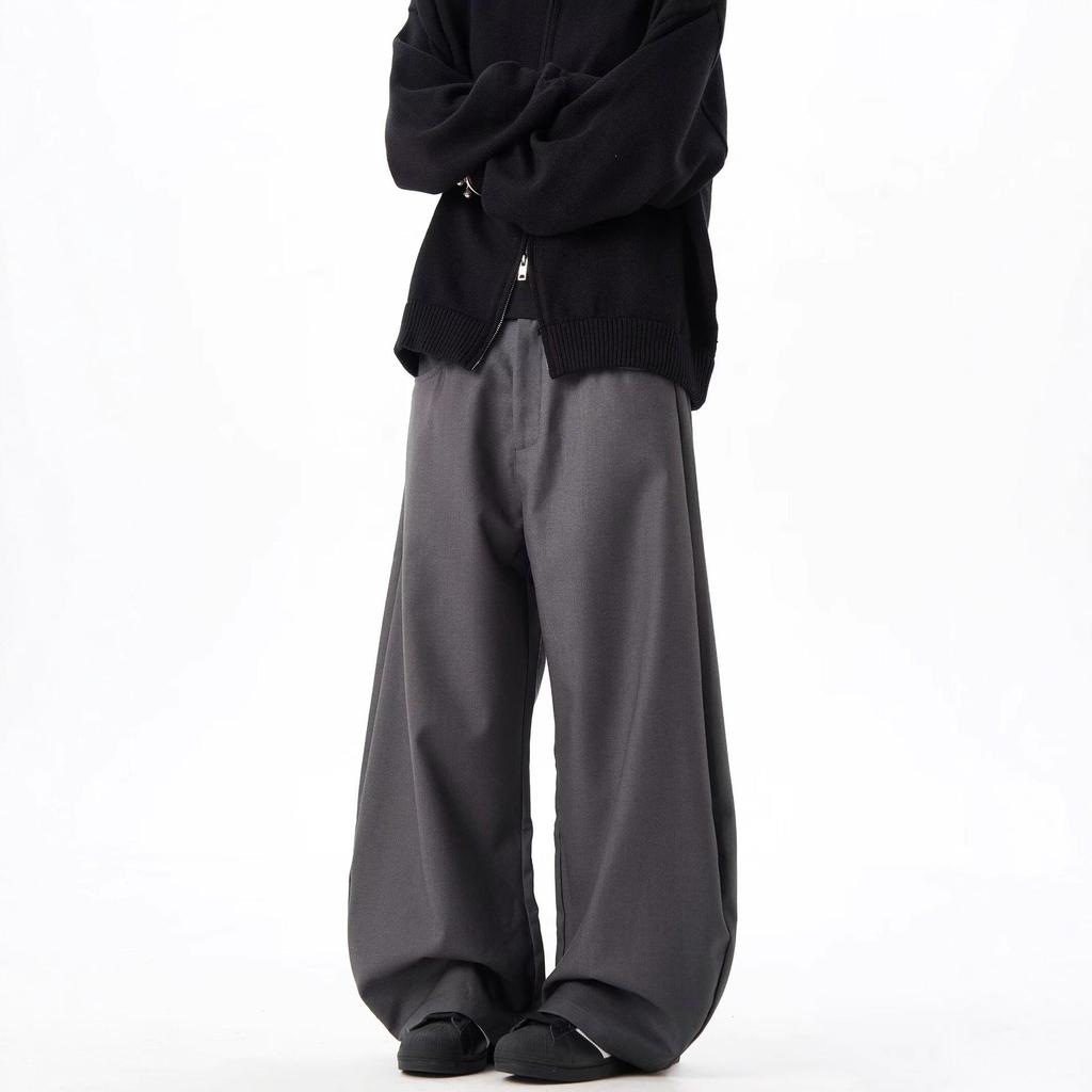 Unisex Retro Black Scimitar Wide-Leg Casual Pants for Spring & Autumn