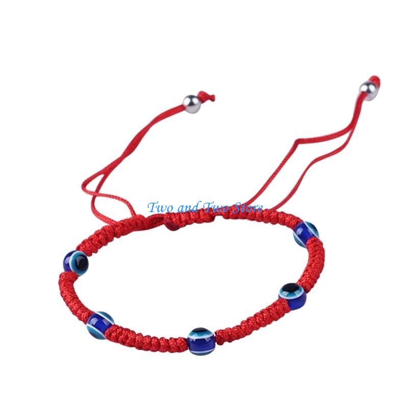 HX6F 5 Styles Fashion Lucky Red String Bracelet Braided Turkish for Evil Eye Red Rope Adjustable Bracelet for Buddhist Prayer