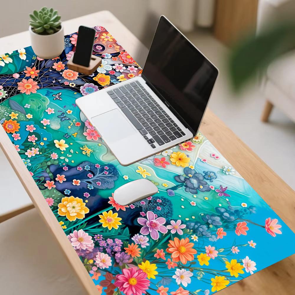 Colorful flowers Gaming Mats Extended Pad Pc Accessories Mouse Pads Desk Interior Mousepad Gamer Setup Decoration Mouse Mat