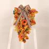 Artificial Wreath Sunflower Silk Cloth Orange Elegant Ribbon Bow Fall Decorations Wreath