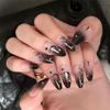 24 Pcs Gradient Stick On Nail Star Moon Artificial Nail Medium Almond False Nail Glossy Press On Nail for Woman