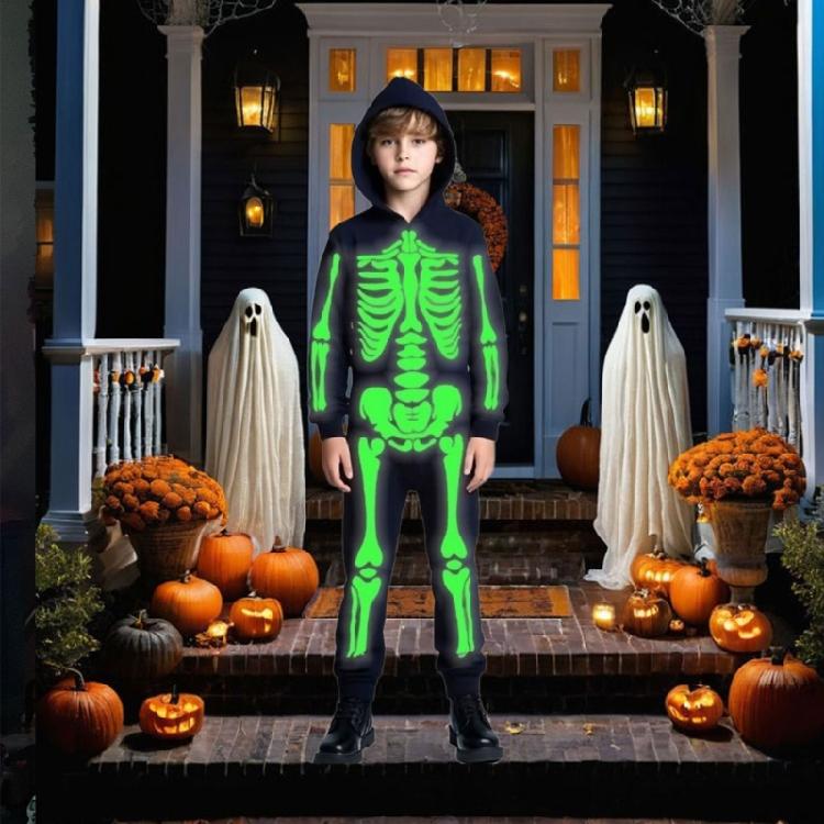 Kids Halloween Costume Glow In Dark Skeleton Suit Jumpsuit Design Friendly Jumpsuit Role Play Party Outfits