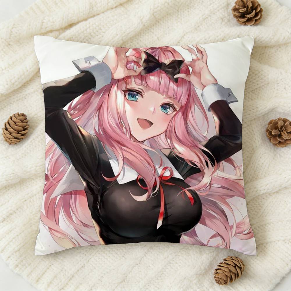 Cute Chika Fujiwara Double-Sided Printed Square Decorative Cushion Cover For Sofa Living Room Home Decor