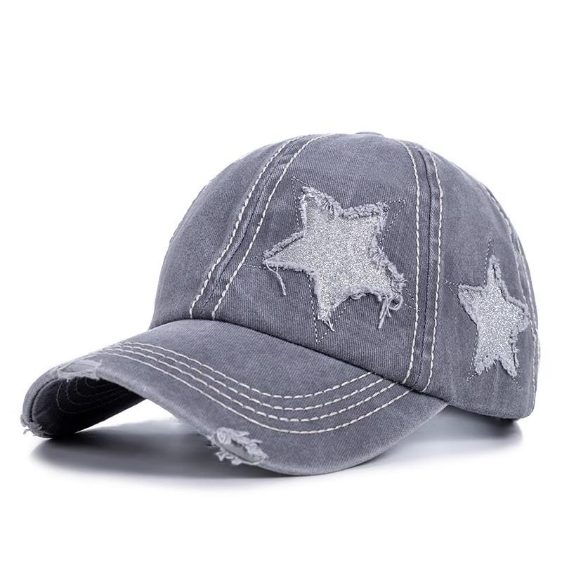 

Ретро Y2K Star Washed Denim Hole star Бейсболка Snapback Кепки Осень Лето Рыболовная шляпа Мужчины Женщины Кепки Casquette шляпы Gorras серый