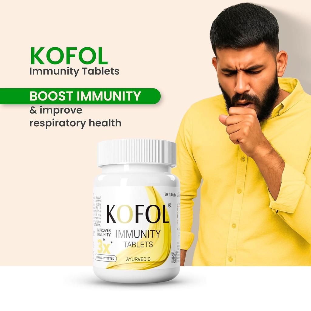 Vedistry Kofol Ayurvedic Immunity Tablets 60 Tablets Pack for Family Health Energy and Respiratory Support