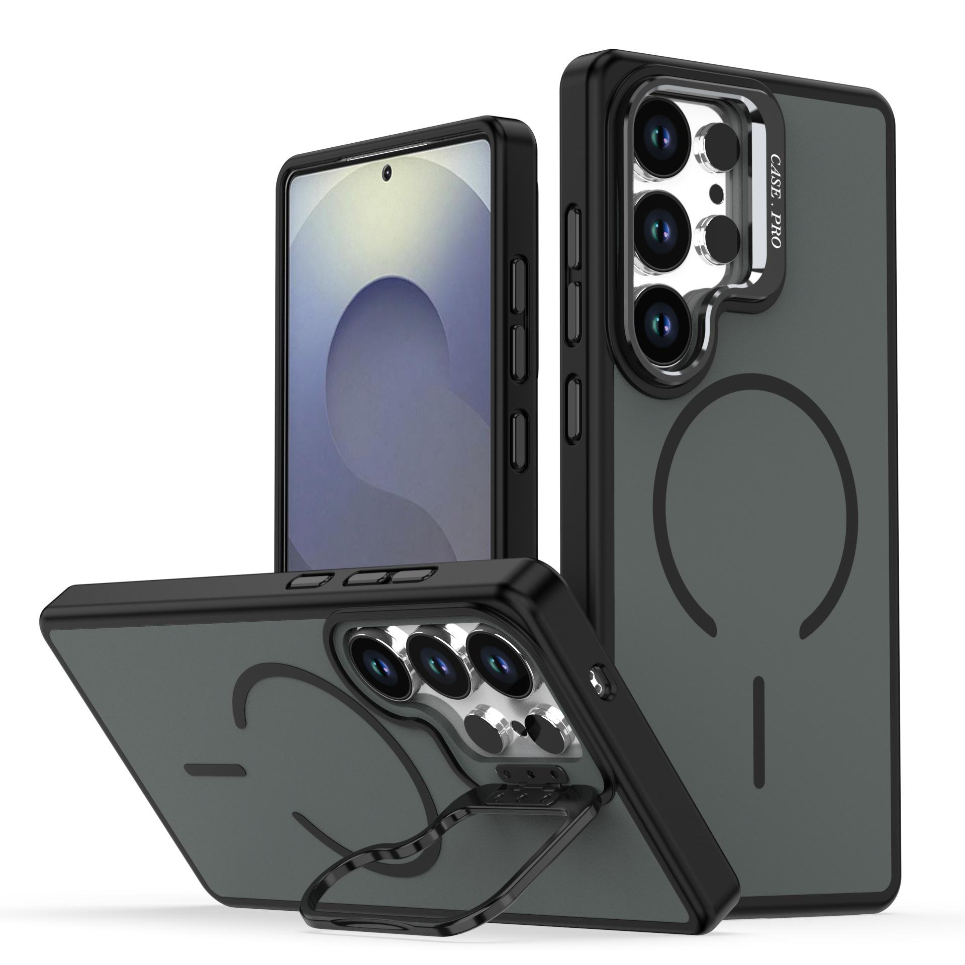 Матовая противоударная чехол-накладка Samsung S26 Series с цветовыми блоками S26 Plus чёрный