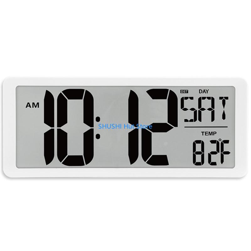 

Large LCD Wall Clock with Temperature Date Display for Home Office Decoration D57B белый