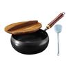 Non-Stick Iron Wok with Wood Handle Traditional Forged Iron Pot for Gas & Induction Stoves Rust-Resistant Uncoated Deep Pot for Frying Stir-Frying