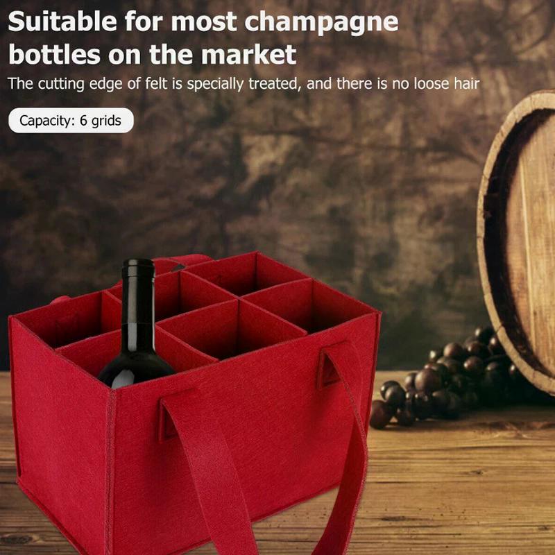 Lightweight Foldable For Travel Wine Bottle Bag With Carry Handle Picnic Tear Resistant Waterproof 6 Compartments BBQ Party