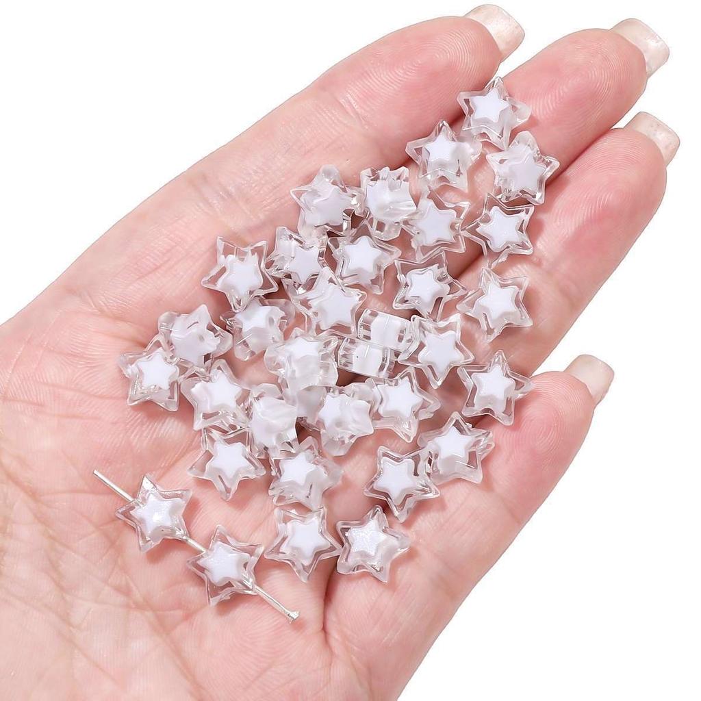 Håndlaget Armbånd Perler Akryl Tofargede Perler Pentagram Løse Perler Håndperlede Perler Halskjede Håndlaget DIY Perlehalskjede Smykketilbehør
