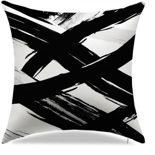 Home Decor Abstract Black And White Brushstroke Pillows Pattern Cushion Cover Suitable For Sofa Bedroom Car Pillow Cover
