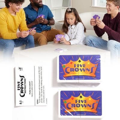 Jeu de cartes Rummy Five Crowns Multijoueur Interactif Parent-enfant Éducatif Jouet de Cartes à Jouer en Papier Essentiels pour Soirée Jeu en Famille pour Enfants