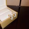 Korean Pearl Flower C-Shaped Hoop Earrings - Fashionable, Versatile, Sweet Design.
