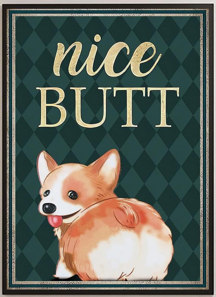 Funny Corgi Poster Funny Corgi Dog Poster Funny Corgi Bathroom Decor Library Cafe Living Room Kitchen Home Art Wall Decoration