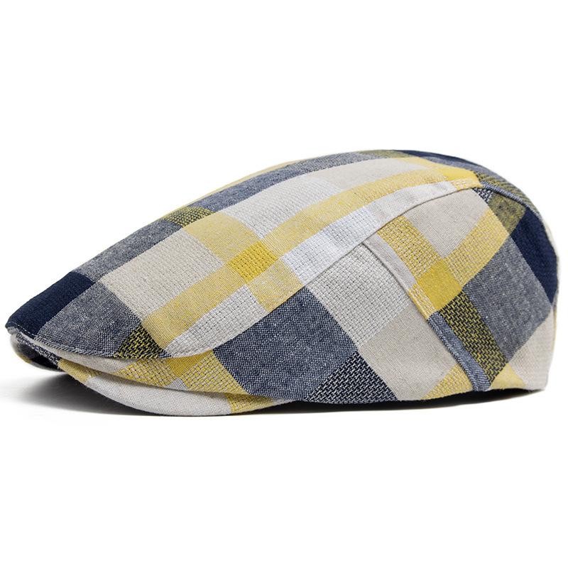 Boina de Cuadros Transpirable para Mujer Gorra Juvenil Vintage Británica para Hombre Primavera Verano Otoño Sombrero Casual de Pintor Hacia Adelante