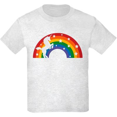CafePress Retro Regenbogen Einhorn T-Shirt für Jugendliche Kinder Baumwoll-T-Shirt