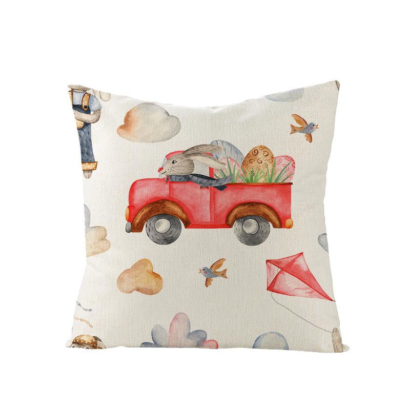Watercolor Bunny Egg Easter Pillow Cover Nordic Office Sofa Polyester Cushion Cover Home Furnishings