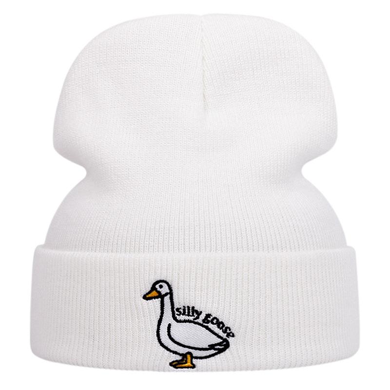 Dumb Goose Embroidery Knitted Hat Autumn And Winter Warm Men'S And Women'S Outdoor Adult Wool Hat Versatile Popular